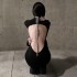 Vertebrae Necklace Gold Metal Chain Gothic Punk Cosplay Back Jewelry Dark Subculture Accessory for Women Men Unisex